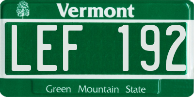 VT license plate LEF192