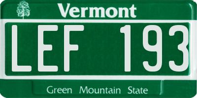 VT license plate LEF193