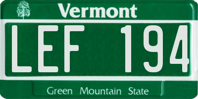 VT license plate LEF194