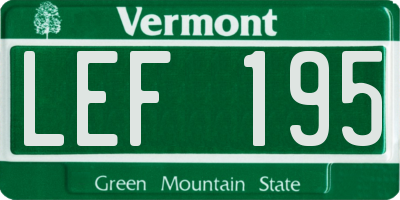 VT license plate LEF195