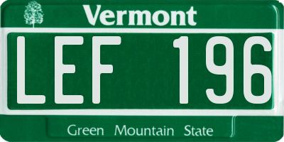 VT license plate LEF196