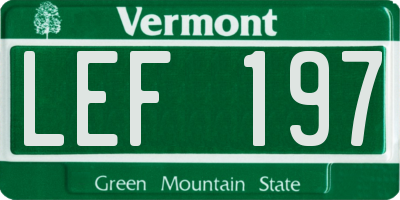 VT license plate LEF197