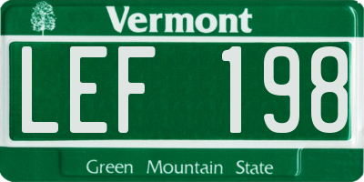 VT license plate LEF198