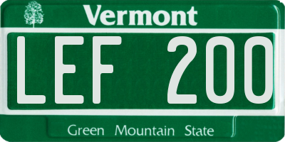 VT license plate LEF200
