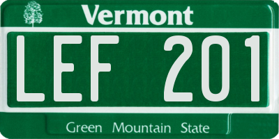 VT license plate LEF201