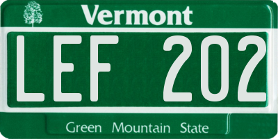 VT license plate LEF202
