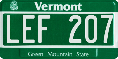 VT license plate LEF207