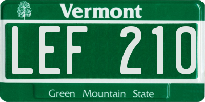 VT license plate LEF210
