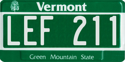 VT license plate LEF211
