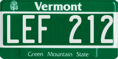 VT license plate LEF212