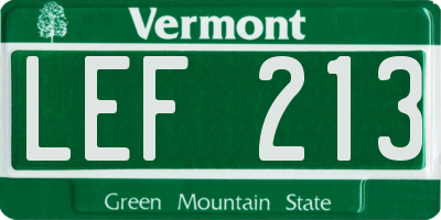 VT license plate LEF213