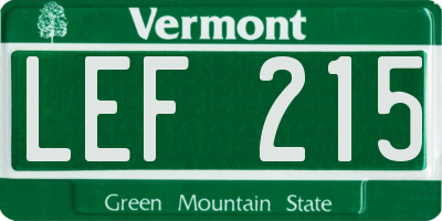 VT license plate LEF215