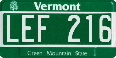 VT license plate LEF216