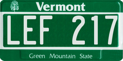 VT license plate LEF217