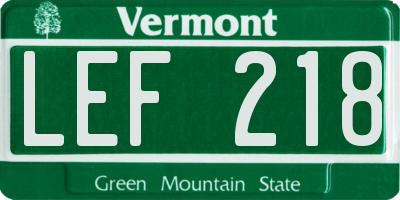 VT license plate LEF218