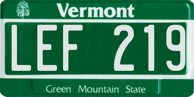 VT license plate LEF219