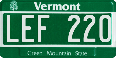 VT license plate LEF220