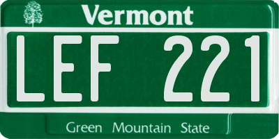 VT license plate LEF221