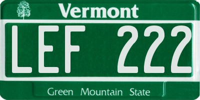VT license plate LEF222