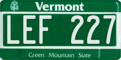 VT license plate LEF227