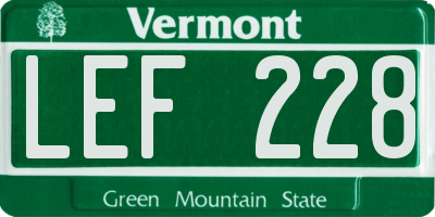 VT license plate LEF228