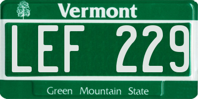 VT license plate LEF229