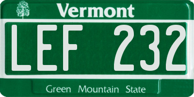 VT license plate LEF232
