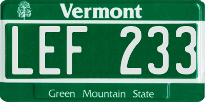 VT license plate LEF233