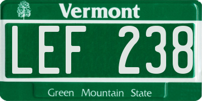 VT license plate LEF238