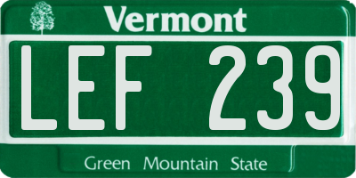 VT license plate LEF239