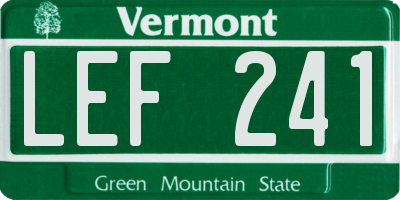 VT license plate LEF241