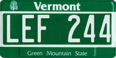VT license plate LEF244