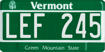 VT license plate LEF245