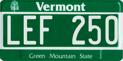 VT license plate LEF250