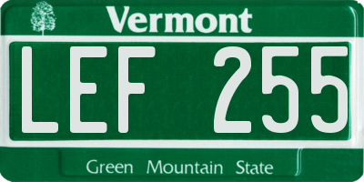 VT license plate LEF255
