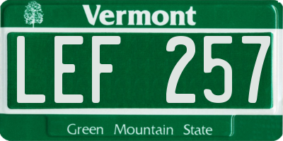 VT license plate LEF257