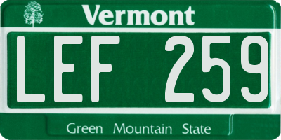 VT license plate LEF259