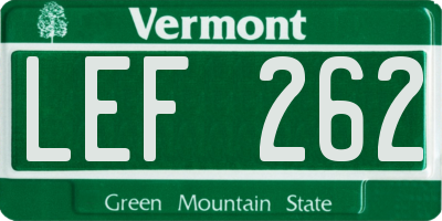 VT license plate LEF262