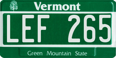 VT license plate LEF265