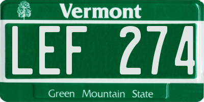 VT license plate LEF274
