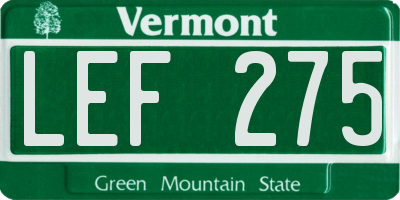 VT license plate LEF275