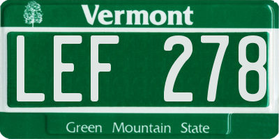 VT license plate LEF278