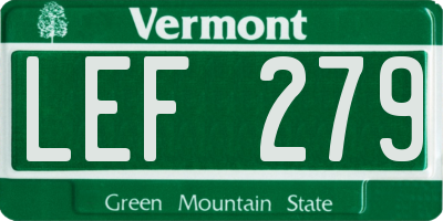 VT license plate LEF279