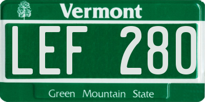 VT license plate LEF280