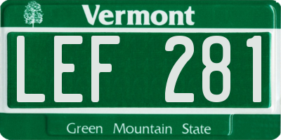 VT license plate LEF281