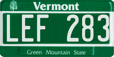 VT license plate LEF283