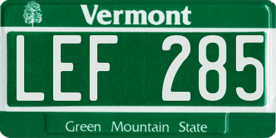 VT license plate LEF285
