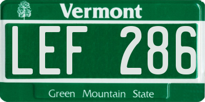 VT license plate LEF286