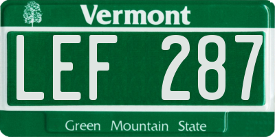 VT license plate LEF287