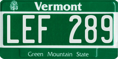VT license plate LEF289
